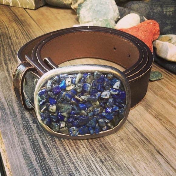 Dragonfly Designs OD Accessories - Lapis Belt Buckle & Leather Belt